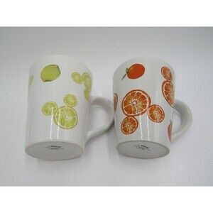 Disney Hidden Mickey Mouse Fruit Mugs Citrus Lemon Orange Slices Stoneware (2)